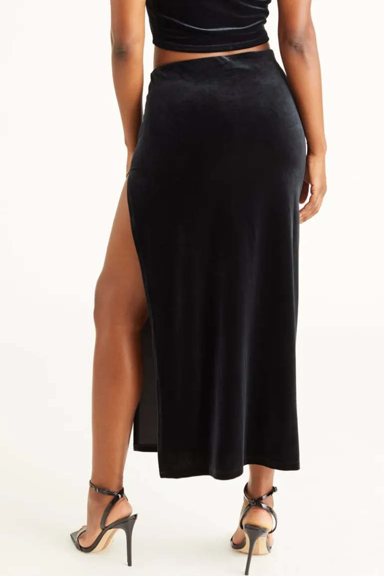 Big Bling Velour Maxi-Skjørt