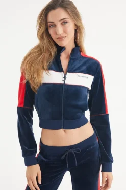 Cropped Colorblock Velour Treningsjakke