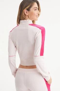 Cropped Colorblock Velour Treningsjakke