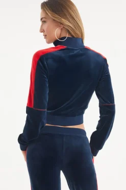 Cropped Colorblock Velour Treningsjakke