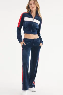 Cropped Colorblock Velour Treningsjakke