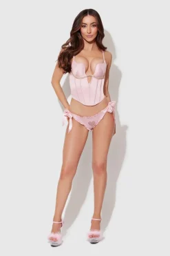 Frederick'S X Juicy Satin & Rhinestone Bow Bikini