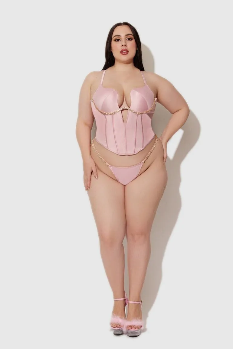Frederick'S X Juicy Satin & Rhinestone Bustier