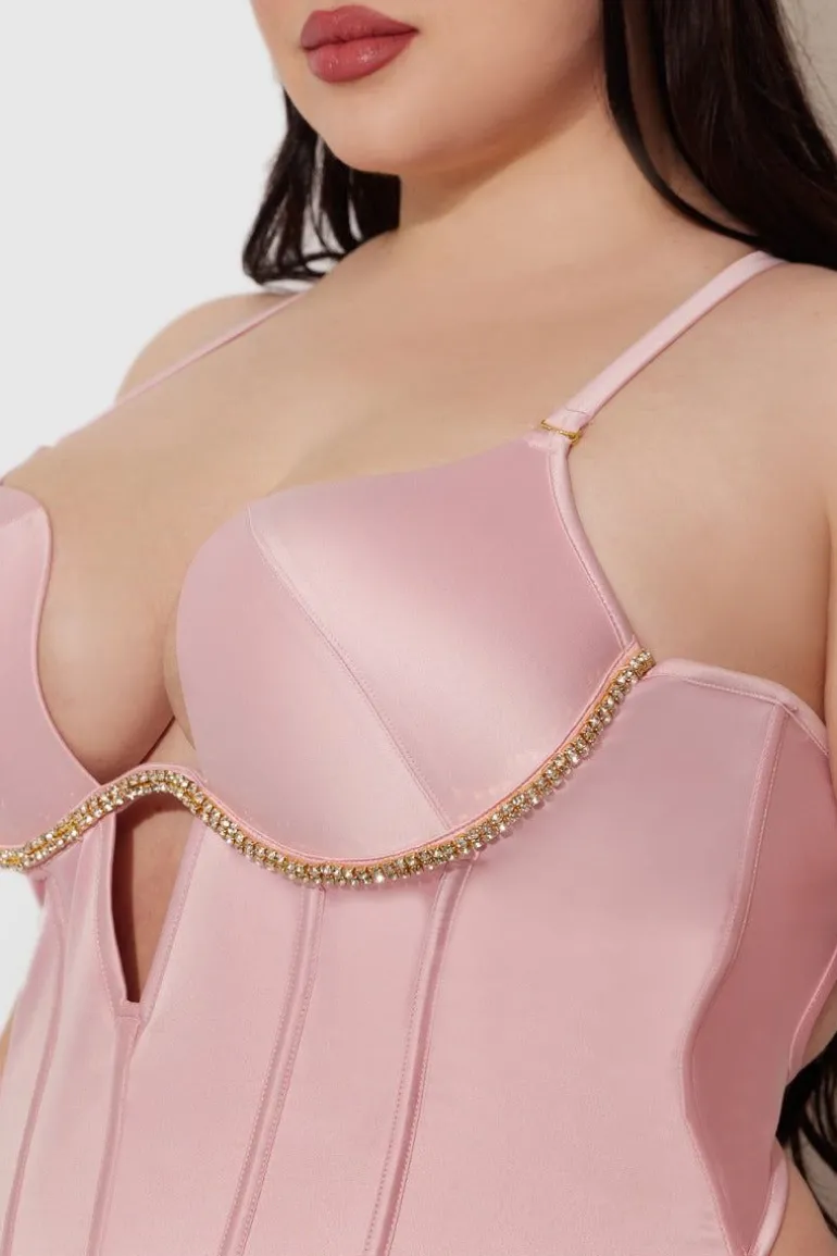 Frederick'S X Juicy Satin & Rhinestone Bustier