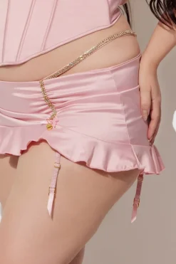 Fredericks X Juicy Satin & Rhinestone Low Rise MiniSkjørt