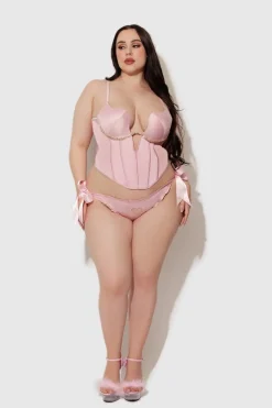 Frederick'S X Juicy Satin & Rhinestone Bow Bikini