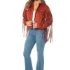 Fringe Trucker-Jakke I Imitert Skinn