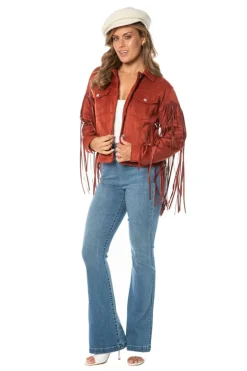 Fringe Trucker-Jakke I Imitert Skinn