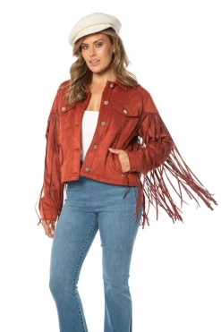 Fringe Trucker-Jakke I Imitert Skinn