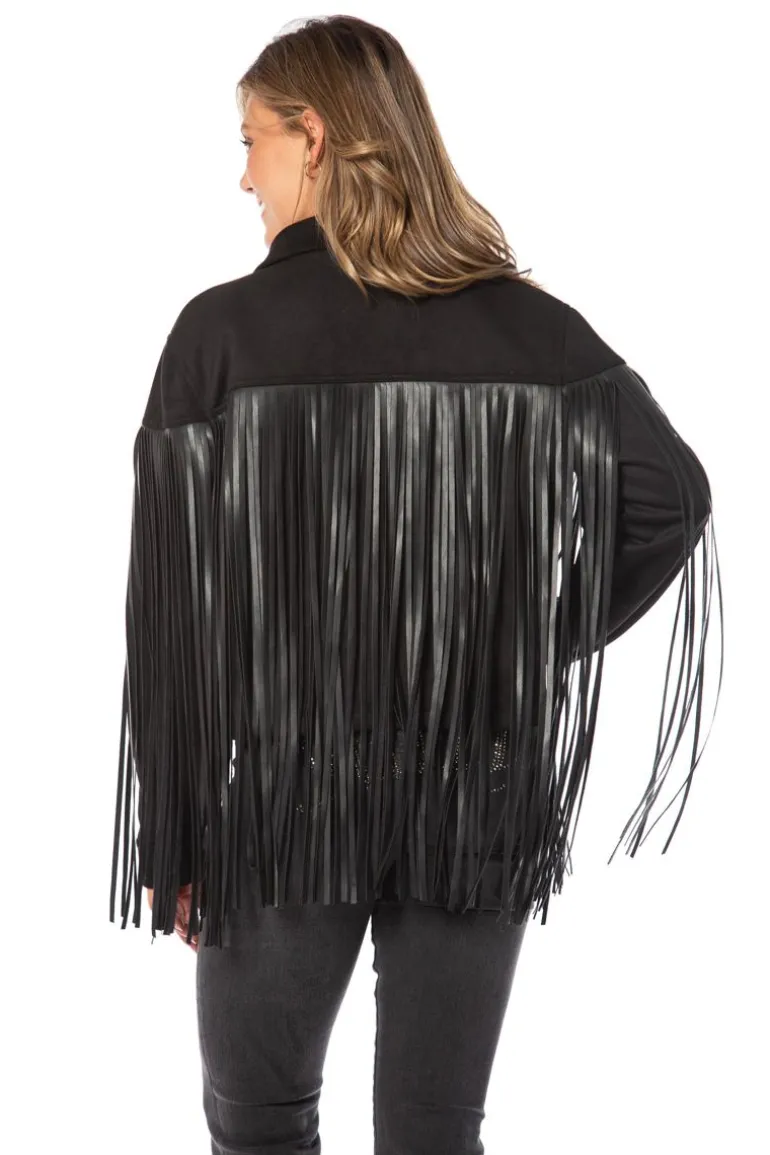 Fringe Trucker-Jakke I Imitert Skinn