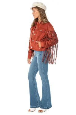 Fringe Trucker-Jakke I Imitert Skinn
