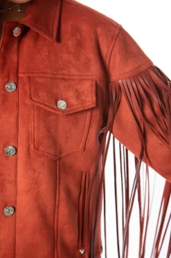 Fringe Trucker-Jakke I Imitert Skinn