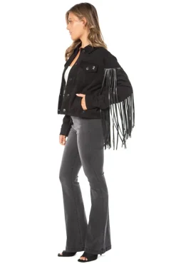 Fringe Trucker-Jakke I Imitert Skinn