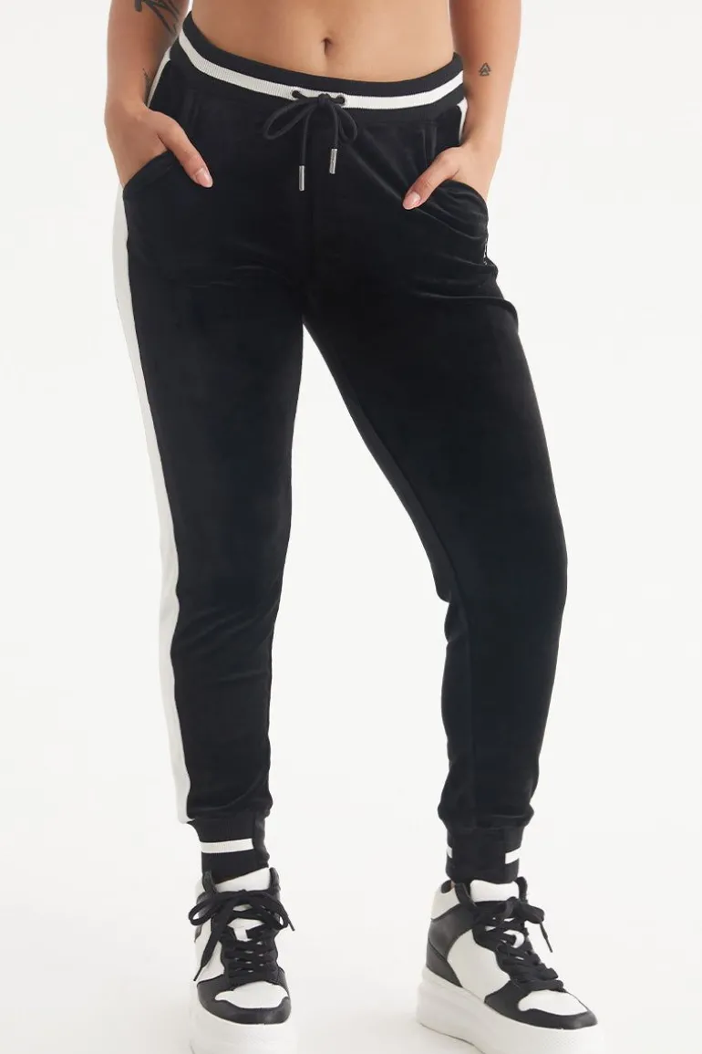 Joggers I Kontrastribbete Velour