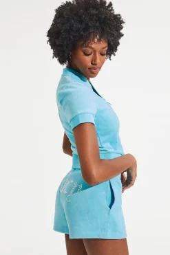 Kortermet Big Bling Bomull Velour Glidelas