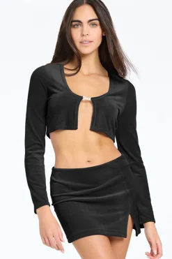 Langermet Velour Cardigan Topp