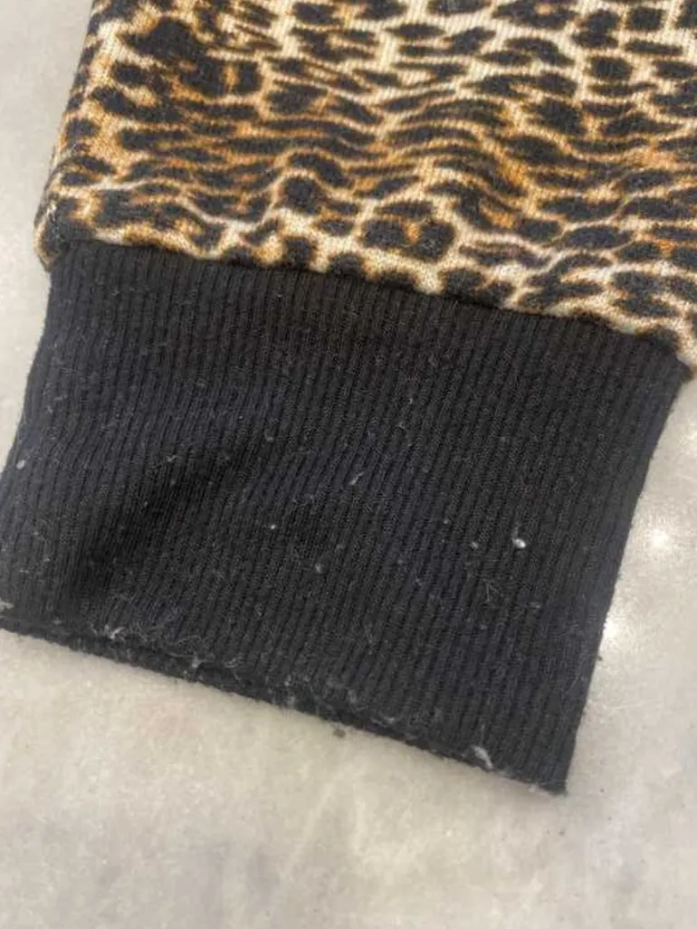 Leopard-Pyjamas-Topp Med Rund Hals—Rejuiced