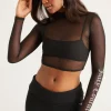 Liten Bling Mesh Mockneck Topp