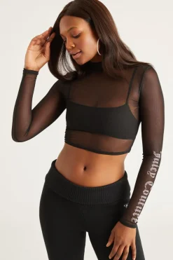 Liten Bling Mesh Mockneck Topp