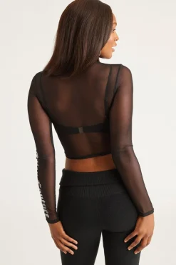 Liten Bling Mesh Mockneck Topp