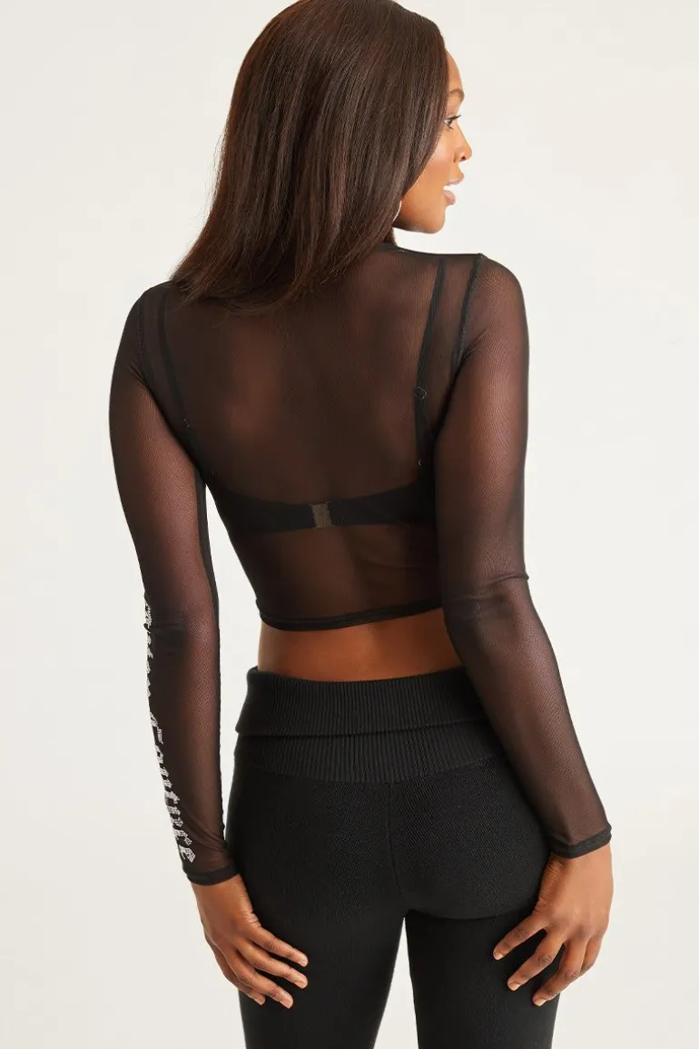 Liten Bling Mesh Mockneck Topp
