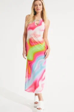 Mesh Swirl Maxikjole