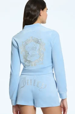 Monogram Cropped Velour Bomberjakke