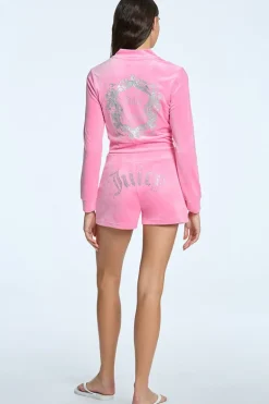 Monogram Cropped Velour Bomberjakke