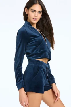 Monogram Cropped Velour Bomberjakke