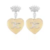 Monogram Crown Heart Drop Øredobber