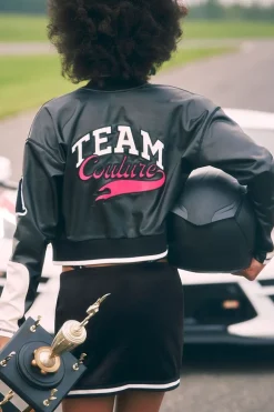 Moto Bomberjakke I Imitert Skinn