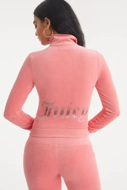 Ombre Bling Cotton Velour Mockneck Treningsjakke