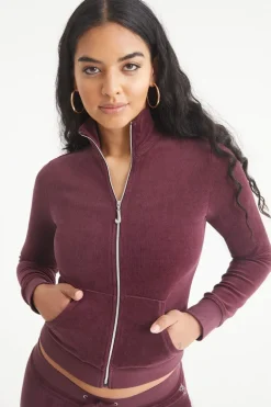 Ombre Bling Cotton Velour Mockneck Treningsjakke