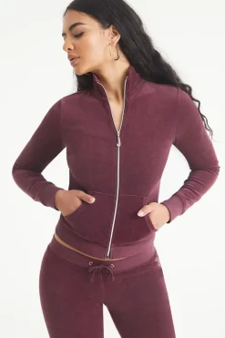 Ombre Bling Cotton Velour Mockneck Treningsjakke