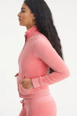 Ombre Bling Cotton Velour Mockneck Treningsjakke