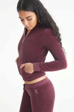 Ombre Bling Cotton Velour Mockneck Treningsjakke