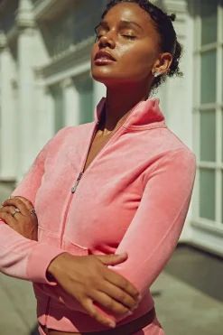 Ombre Bling Cotton Velour Mockneck Treningsjakke