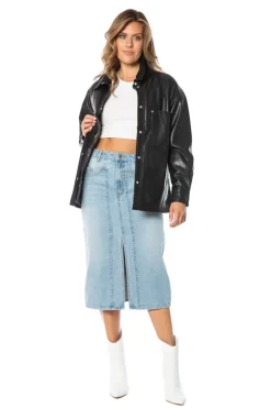 Oversized Faux Skinn-Shacket