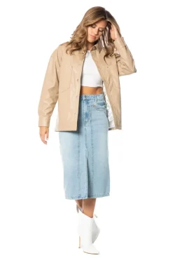 Oversized Faux Skinn-Shacket