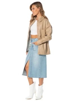 Oversized Faux Skinn-Shacket