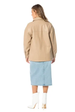 Oversized Faux Skinn-Shacket