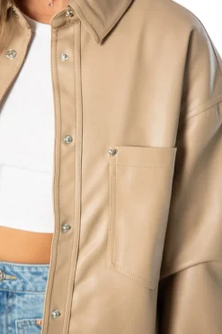Oversized Faux Skinn-Shacket
