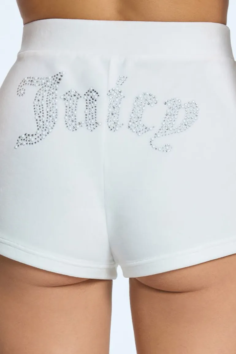 Pearly Big Bling Velour Booty Shorts