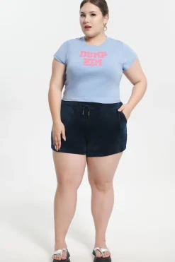Plus-Size Big Bling Velour Shorts