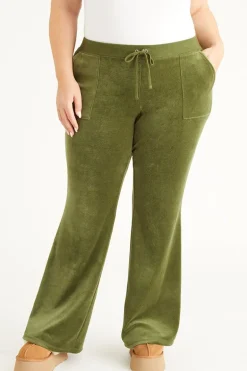 Plus-Size Hollywood Snap Pocket Treningsbukser I Bomull Og Velour