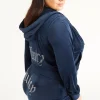 Plus-Size Og Big Bling Velour Hettegenser