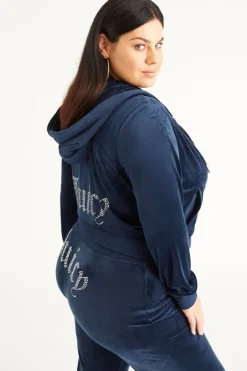 Plus-Size Og Big Bling Velour Hettegenser
