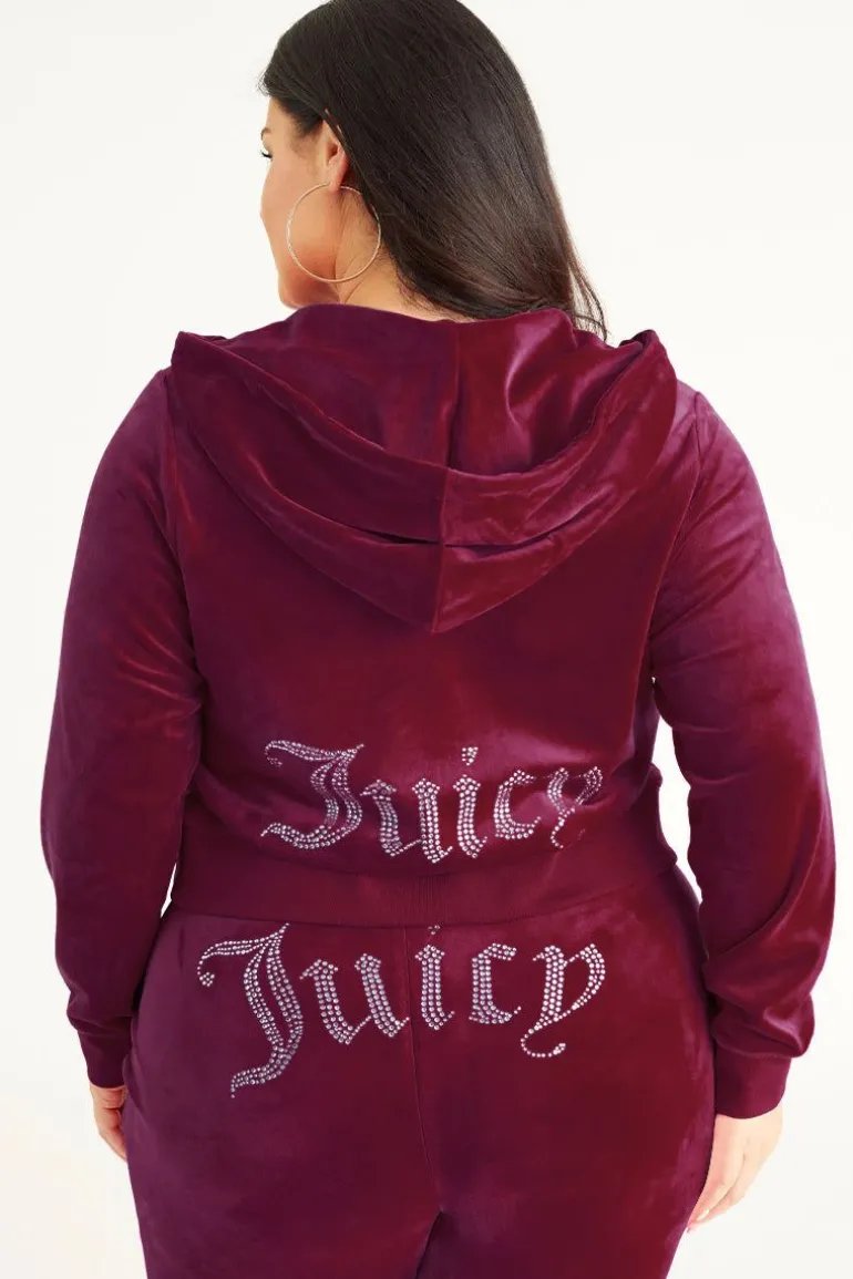 Plus-Size Og Big Bling Velour Hettegenser