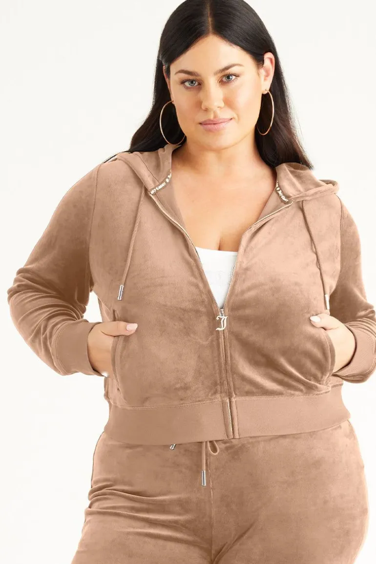 Plus-Size Og Big Bling Velour Hettegenser