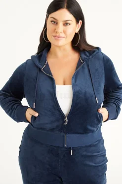 Plus-Size Og Big Bling Velour Hettegenser